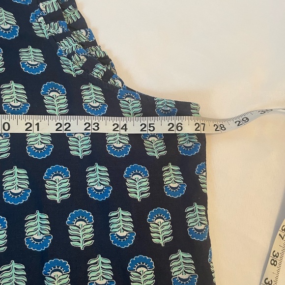 J. Crew Navy Linen/Cotton Blue Sleeveless Patterned Top, Keyhole Back, Size 3X - Picture 8 of 10